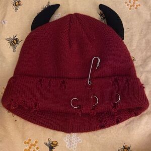 Red Devil Horned Beanie